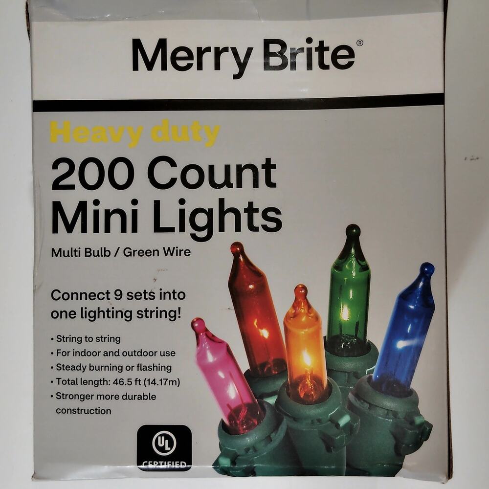 Merry Brite 200 Heavy Duty Lights Multi Color 46.5 Ft ID/OD Connectable String